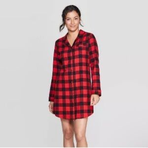 WONDERSHOP Women’s Check Flannel Pajama Night Shirt, XL
